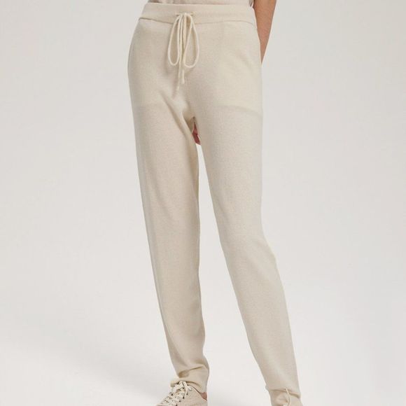 Gentle Herd Ivory Mid Rise 100% Cashmere Joggers - Size...